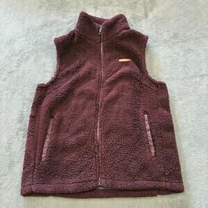 Sage Collective Burgundy Red Sherpa Fleece Vest Flannel Lined Cozy Womens Size S